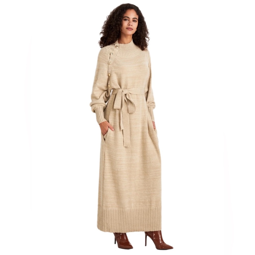 New Maxi Sweater Dress with Belt